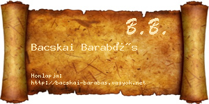 Bacskai Barabás névjegykártya